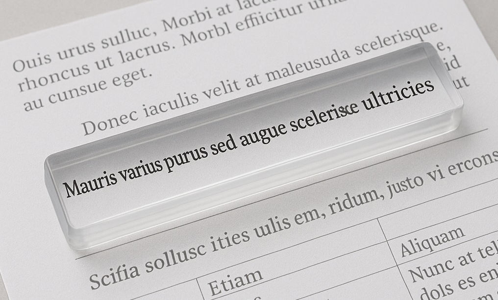 Physical bar magnifier over printed text